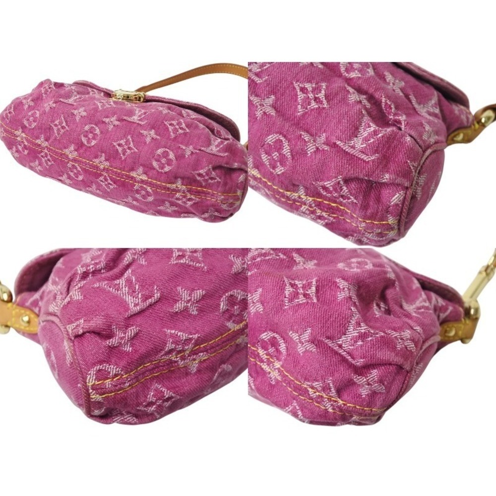 LOUIS VUITTON Pleaty One Shoulder Hobo Bag Monogram Denim Pink - Picture 7 of 9